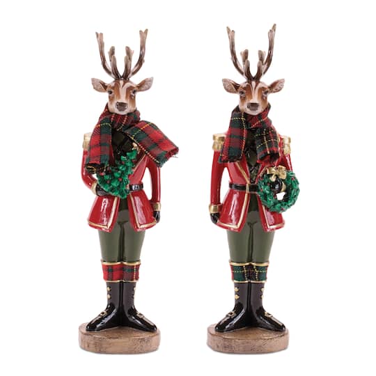 Melrose 10.75" Plaid Deer Nutcracker Figurines Set